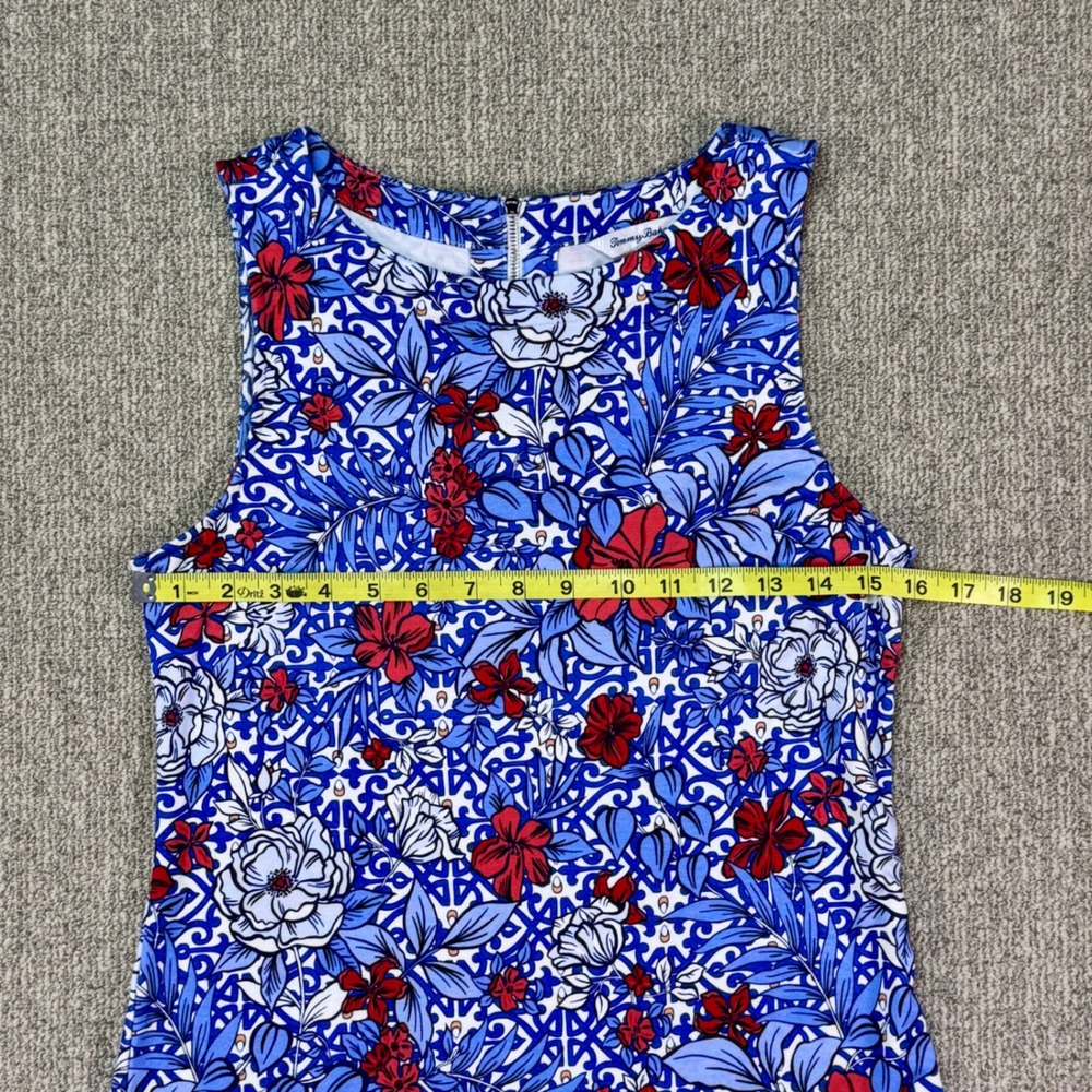 Tommy Bahama Blue Floral Sleeveless Midi Dress S/P Petite Zip Back - Picture 8 of 10